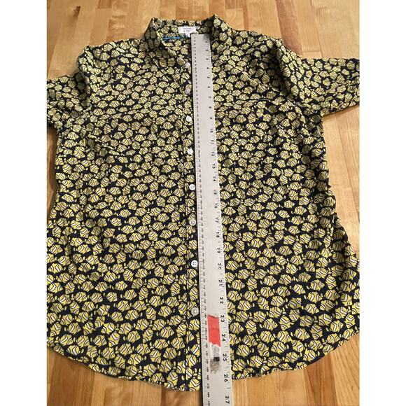 Crown & Ivy Top Fish Print Cotton Button Up‎ Shirt Womens L - Picture 6 of 7
